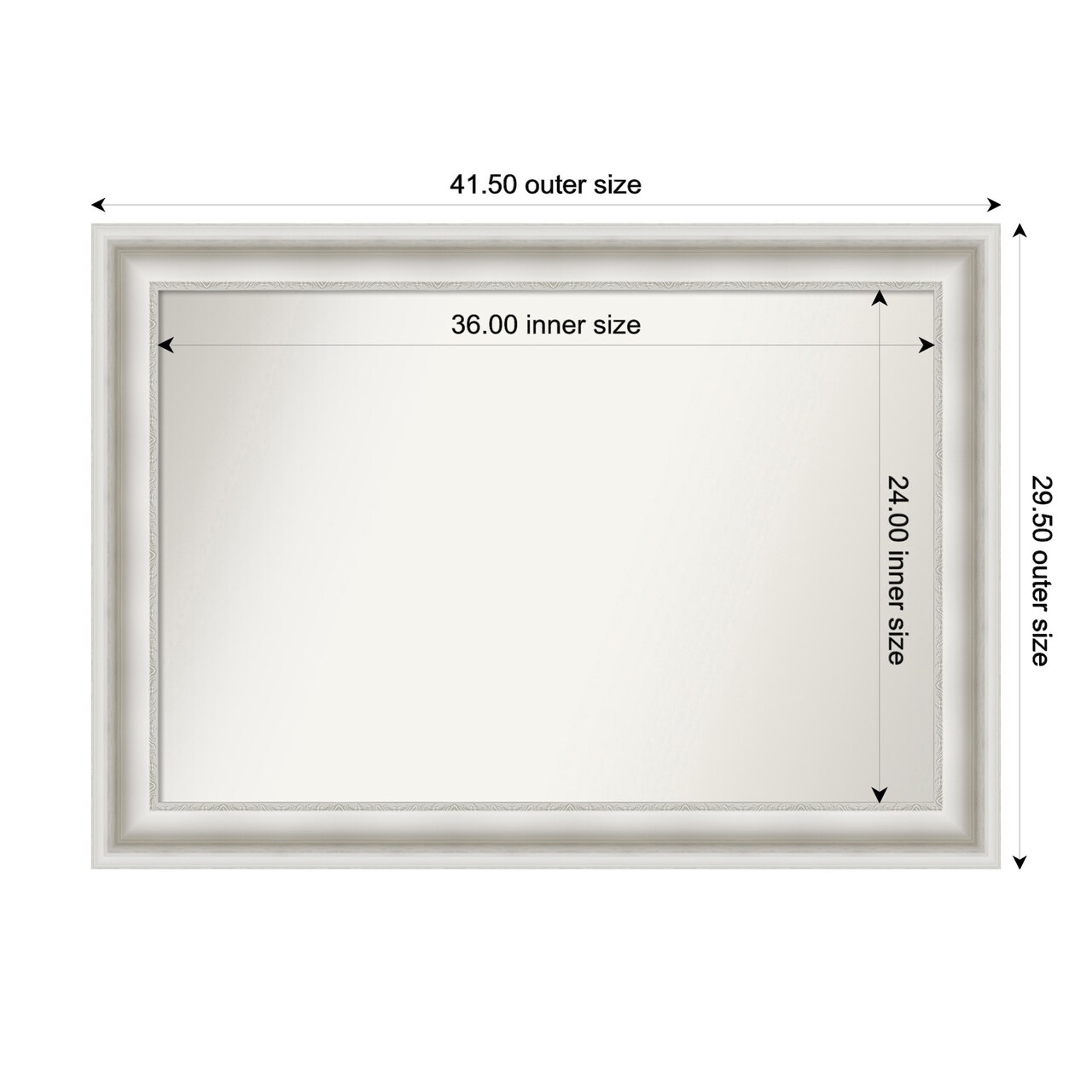 Parlor White Non-Beveled Custom Framed Bathroom Vanity Wall Mirror
